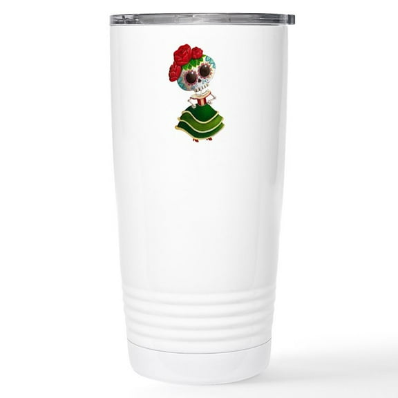 CafePress - El Dia De Los Muertos Skeleton Girl Tazas De Viaje - Insulated Stainless Steel Travel Tumbler 20 oz.