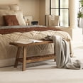 thumbnail image 3 of 43''W Solid Wood Entryway Bench with Shelf, Farmhouse Long Wooden Bench for Indoor Living Room Bedroom, 3 of 7