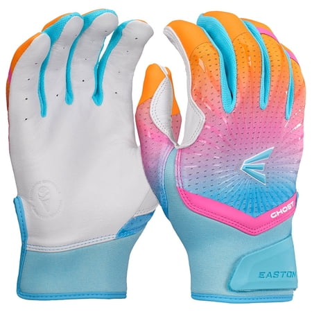 Easton Limited Edition Ghost Ethos Rainbow Sherbet Fastpitch Batting Gloves Blue/Pink X-Large