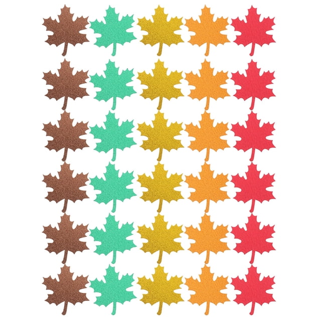 Miangastore 30pcs Fall Maple Leaves Cutouts Glitter Paper Maple Leaf Colorful Leaf Bulletin Board Decoration Mixed Color