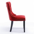 thumbnail image 5 of Dining Chairs Set of 2, Modern Velvet Upholstered Dining Room Chairs with Button Tufted Back & Nailhead Trim & Ring Pull, Wingback Dinner Chairs with Solid Wood Legs for Kitchen Dining Room, Burgundy, 5 of 7