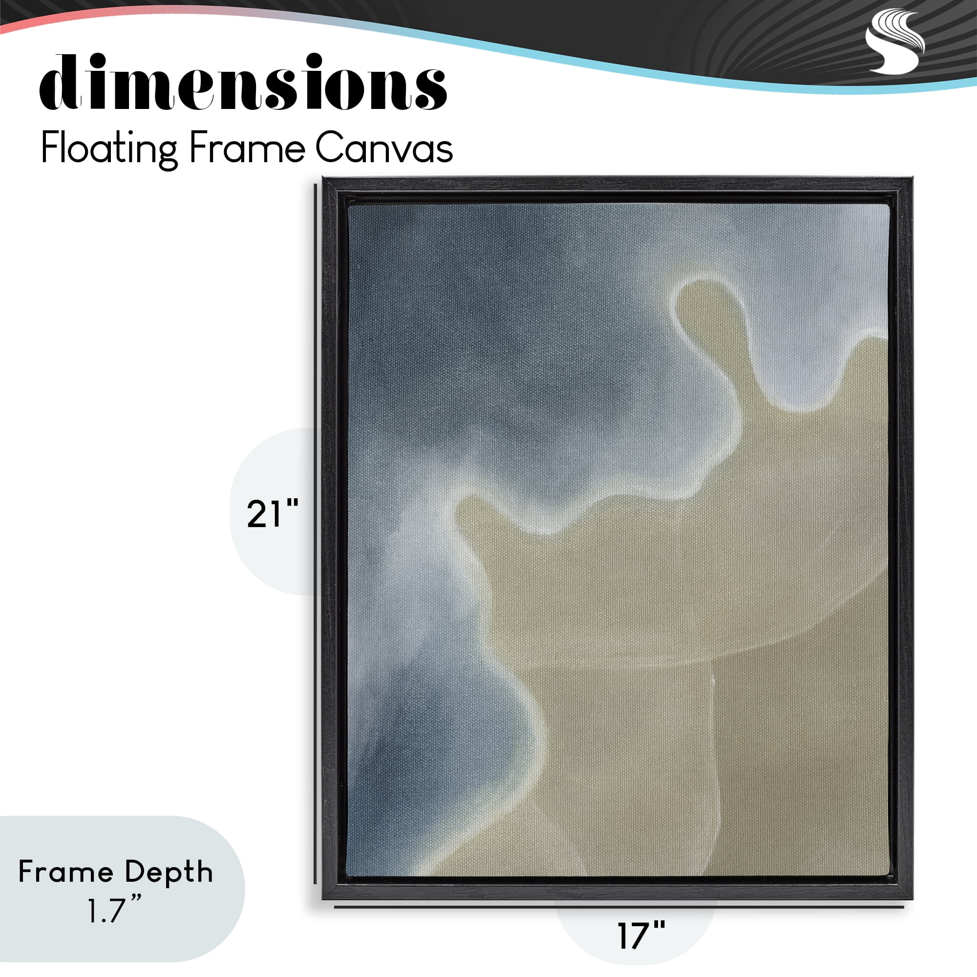 Stupell Industries Turning The Tides Abstract Black Framed Floater Canvas Wall Art, design by Grace Popp
