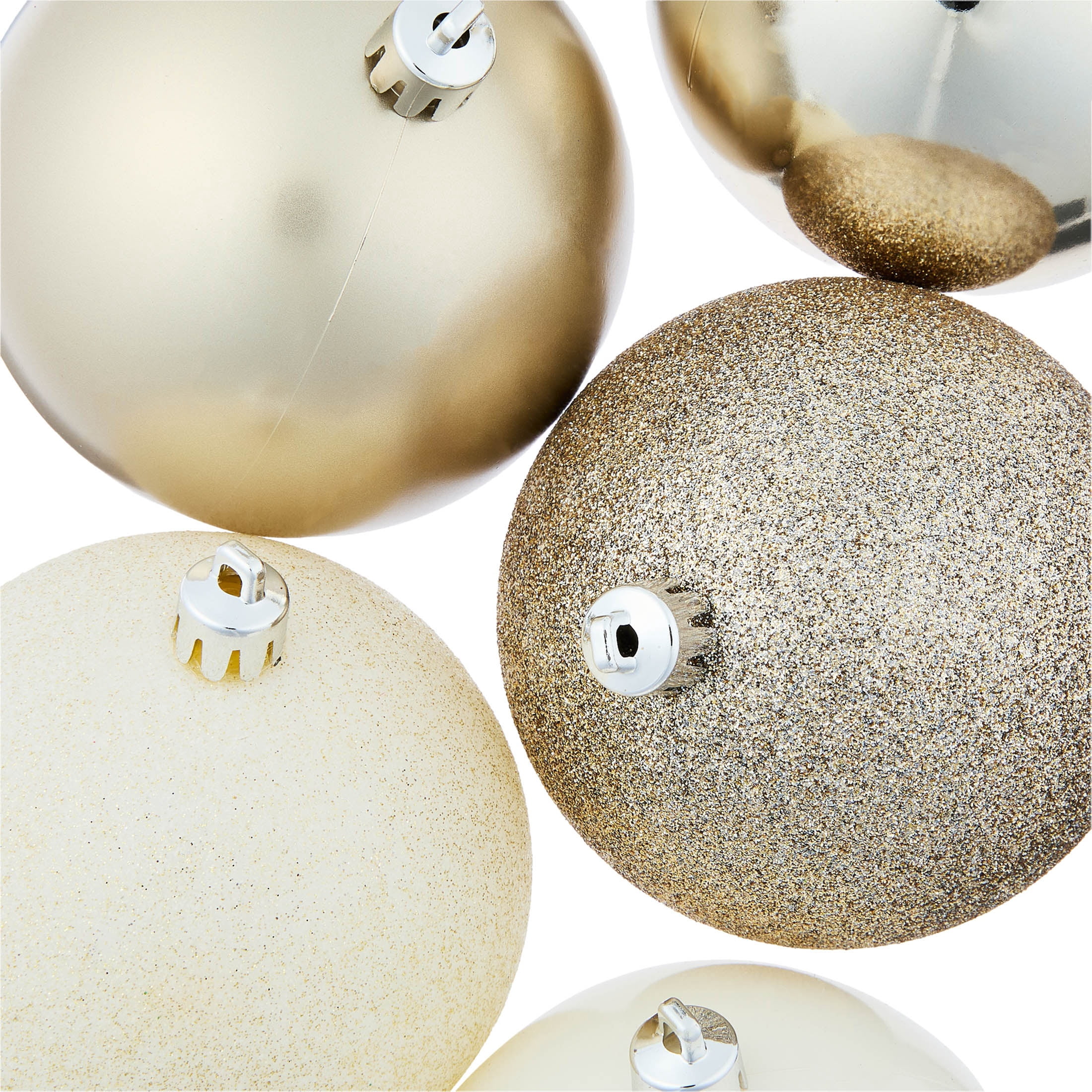 8-Count Champagne and White Ball Shatterproof Christmas Ornaments, 4.5", by Holiday Time