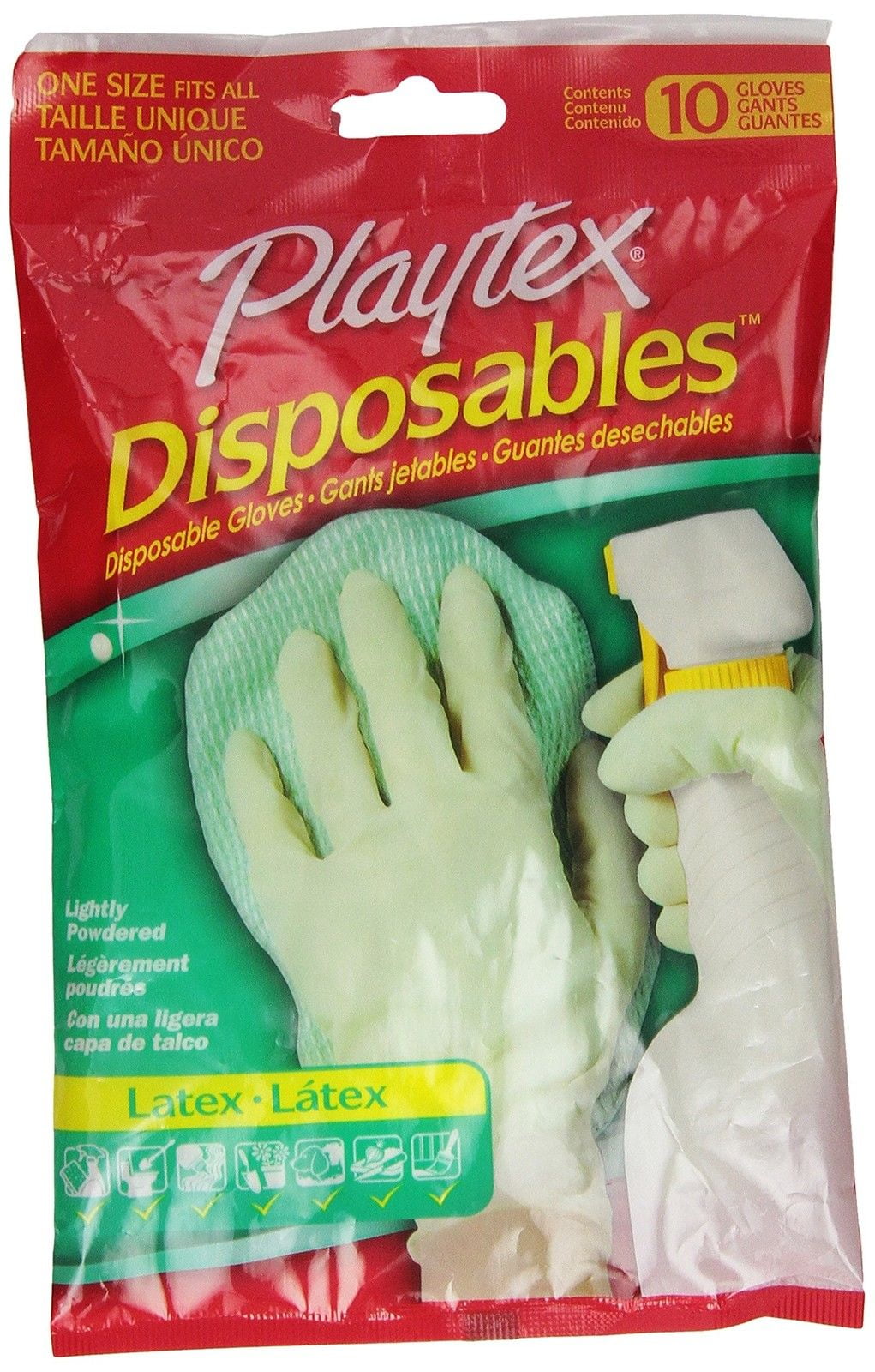 Playtex All Purpose Latex Disposable Gloves 10, 18Pack