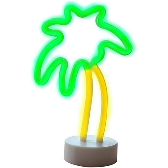 Palm Tree LED Night Light Sign with Walnut Base Marquee Night Light Table Lamp Best for Family Birthday Party