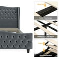 Homfa Quuen Size Bed Frame, Modern Velvet Tufted Upholstered Platform Bed with Deep Button High