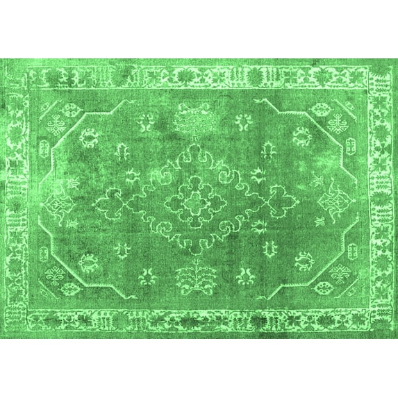 Ahgly Company Indoor Rectangle Abstract Emerald Green Contemporary Area Rugs, 4' x 6'