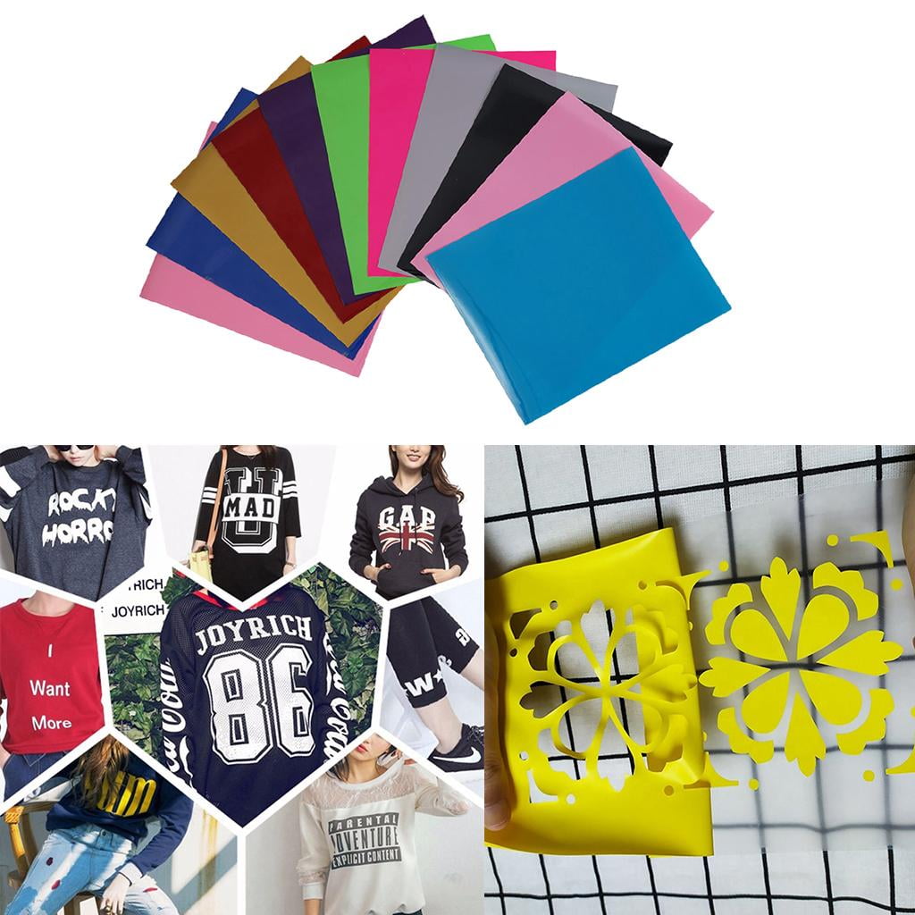 GUOOL 11Pieces PU Heat Transfer (HTV) Colored Printable HTV Heat Press for Other Fabrics Leather Pape , Easy to Cut, & Press