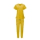 thumbnail image 1 of Uniformes Conjunto de trabajo Ropa de trabajo Enfermera Top Pantalones Manga corta Trajes de trabajo de enfermería, Amarillo S, 1 of 9