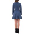 thumbnail image 3 of Vestido elegante de manga larga con volantes de ante sintético para mujer INSPIRE CHIC, cuello redondo, color azul oscuro, talla L, 3 of 6