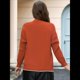 thumbnail image 5 of Suéter de Larga con Bloques de Color para Mujer, Abrigo Informal de Otoño con Botones y Bolsillo Naranja-Rojo S, 5 of 8