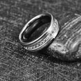 thumbnail image 4 of 8mm High Polish Silver Tungsten Ring Middle Row Of Zircon Inlaid, 4 of 5