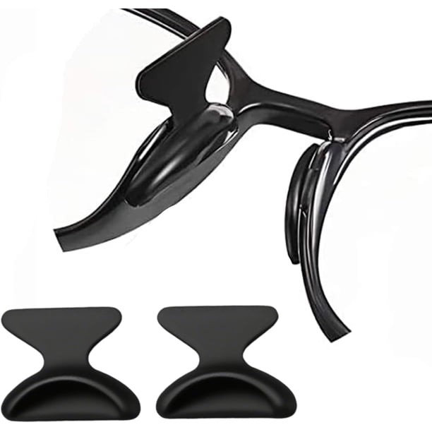 12 pares de almohadillas para orejas transparentes para la nariz de lentes, almohadillas para orejas adhesivas de silicona para anteojos de sol antideslizantes para lentes de sol (negro)