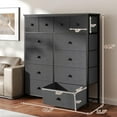 thumbnail image 3 of Dresser for Bedroom with 12 Drawers Tall Dressers for Bedroom Fabric Dressers & Chest of Drawers with Sturdy Metal Frame, Wood Top, for Females, Closet, 40.6" W x 11.8" D x 44.5" H (Dark Grey), 3 of 18