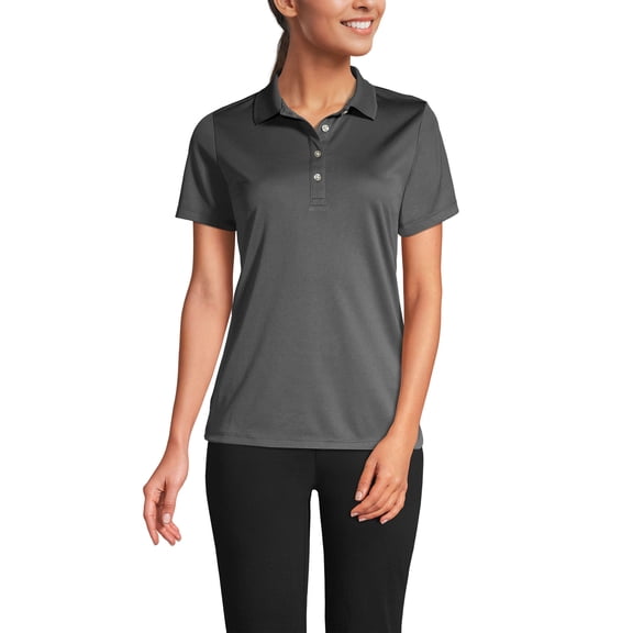 Lands' End Essentials Women's Short Sleeve Active Polo Shirt - Lightweight Breathable Easy Care Feminine Fit