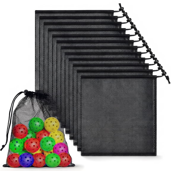 LAPTOM MAX 12PCS Mesh Drawstring Bags, 10x12 Inch Portable Storage Bags for Travel and Outdoor Use