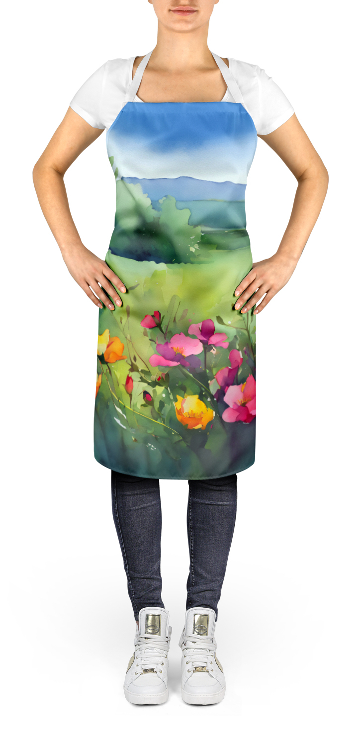 North Dakota Wild Prairie Roses in Watercolor Apron 27 in x 30 in