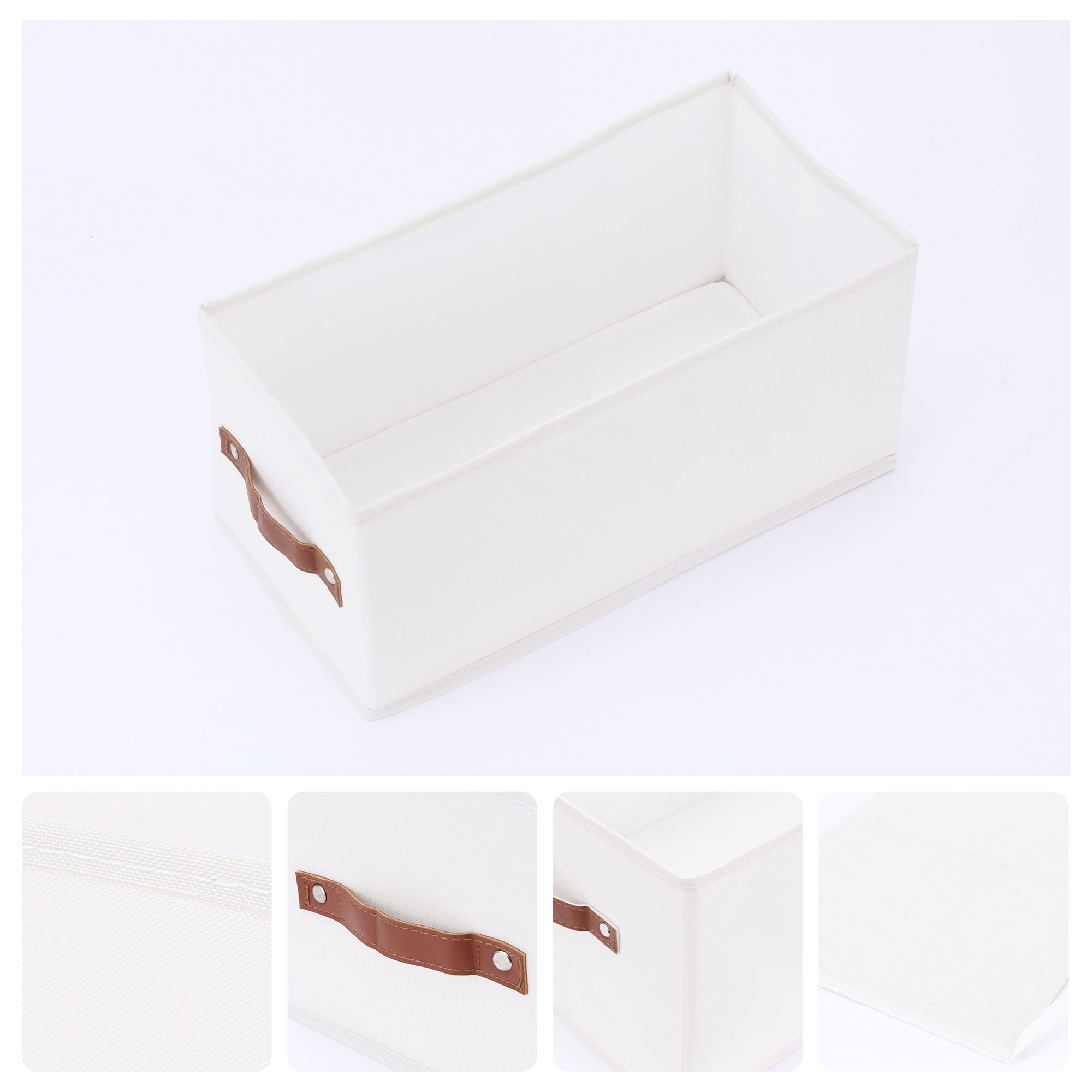 Unique Bargains Storage Cube Fabric Foldable Basket with Handles for Shelves 1pcs White M