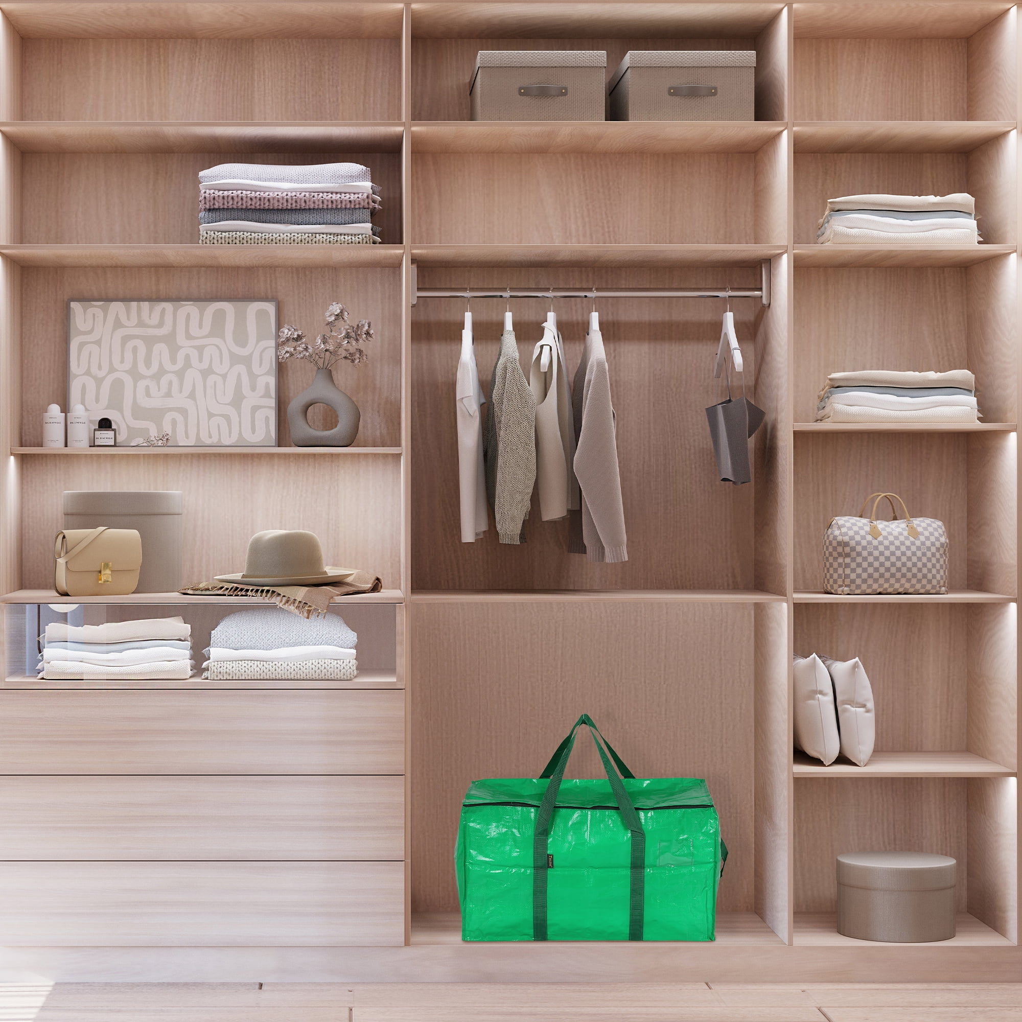 Unique Bargains 1 Pack Clothes Storage Bags Moving Bags Green 27*14*15in