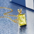 thumbnail image 2 of 18K Yellow Gold Plated Silver Yellow Lemon Quartz and White Moissanite Pendant Necklace for Women (6.87 Cttw, Gemstone Birthstone, Emerald Cut Checkerboard 14X10MM, with 18 inch Silver Chain), 2 of 4
