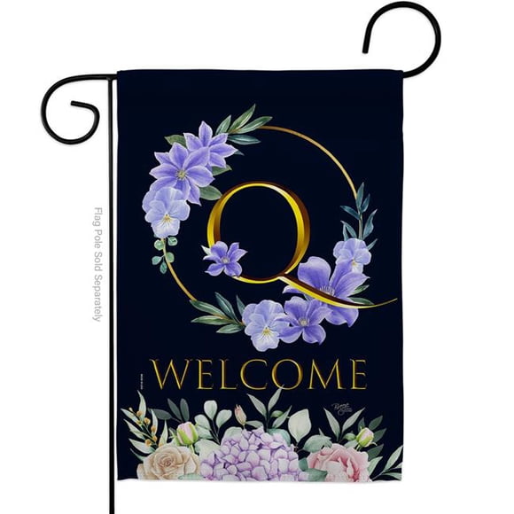 Breeze Decor G180251-BO 13 x 18.5 in. Welcome Q Initial Garden Flag with Spring Floral Double-Sided Decorative Vertical Flags House Decoration Banner Yard Gift