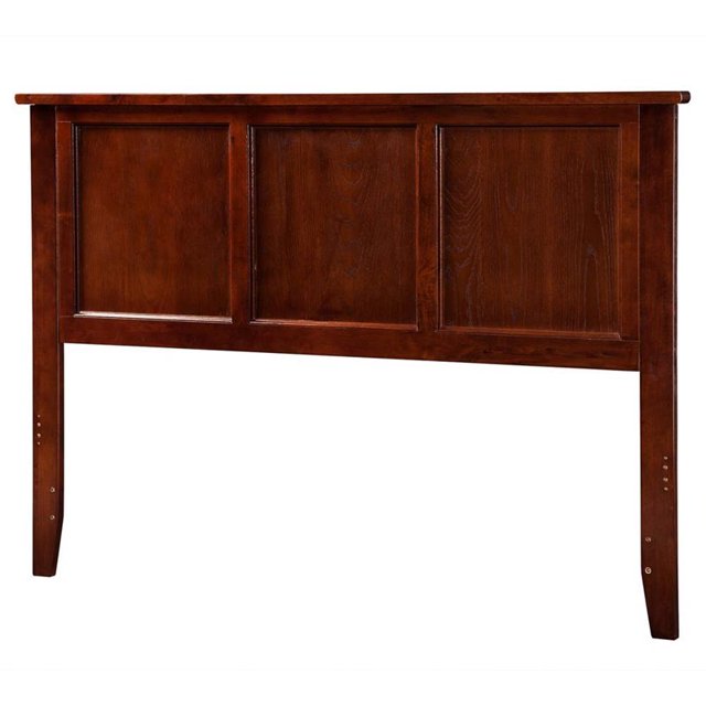 Atlantic Furniture Madison Queen Solid Wood Panel Headboard in Walnut