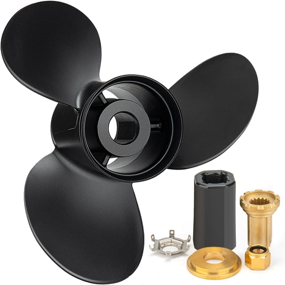 Qiclear Upgrade Aluminum Boat Propeller fit Mercury Outboard Motos 60 75 90 100 115 HP,15 Spline Tooth, Rh (13 1/4x17)