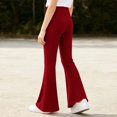 thumbnail image 7 of Mooqilaa Girls Flare Leggings Size 12-13 Years, Ribbed Knit Stretchy Casual High Waist Flare Pants Red, 7 of 7