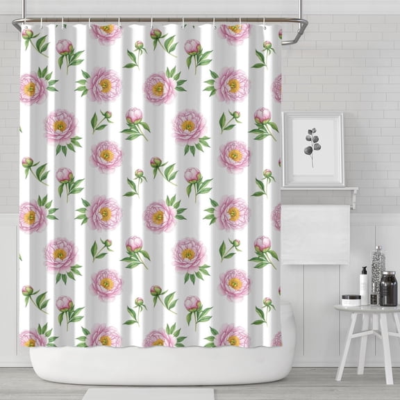 Pioneer Flower Floral Print Pattern Shower Curtain 84"x72", Bathroom Decorative Shower Curtain Set with 12 Hooks, Waterproof Washable