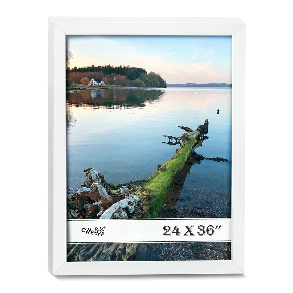 Cavepop 24x36" White Wood Picture Poster Frame with PlexiGlass