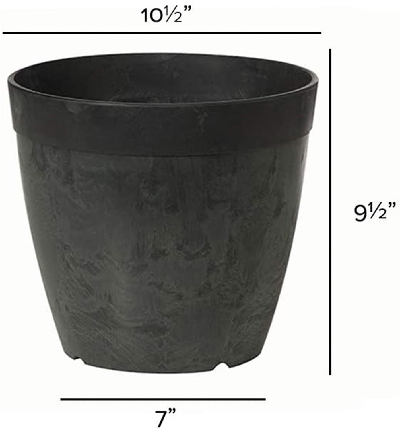 Root & Vessel Dolce Round Planter, Black, 10"