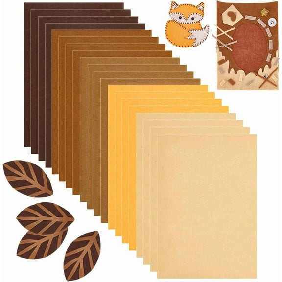 20pcs Stiff Felt Fabric Sheets 8x12 Inch Brown Series Sewing Quilting Fabrics Assorted Color Craft Fabric 1mm Thick Felt Fabrics for DIY Sewing Craft Nonwoven Patchwork Decoration diy