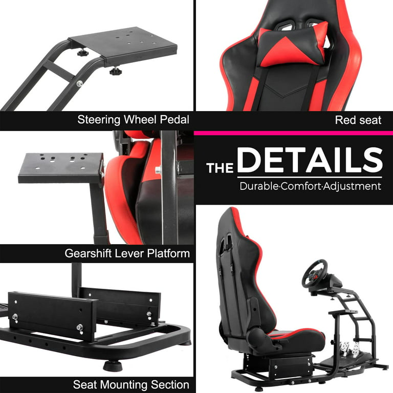 Minneer Racing Simulator Cockpit with Red Seat Fit for Logitech G29 G27 G25  G923 Steering Wheel Stand 