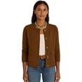 thumbnail image 4 of Women's Fashion Solid Color Jacket - Lapel Collar Long Sleeve Button Pockets Outerwear, Brown, M, 4 of 5