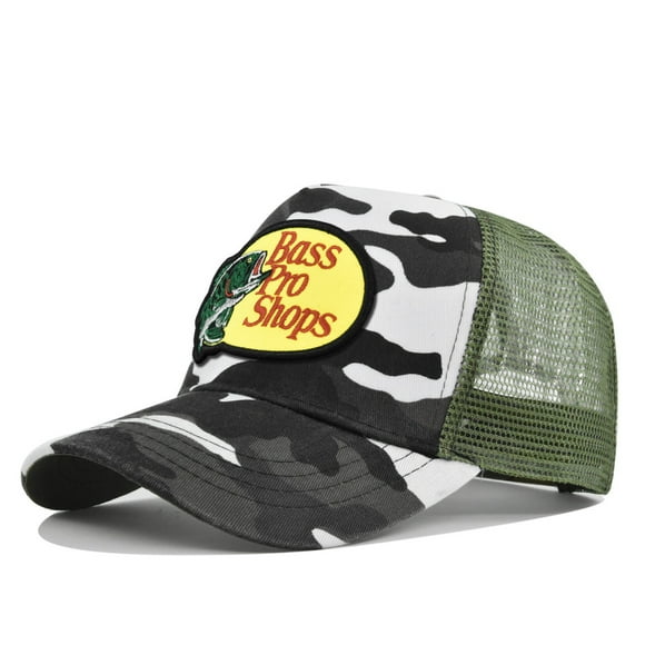 Bass Baseball Cap Travel Peaked Cap Bass-Pro Men's Embroidery Hip-Hop Cap Couple Style Sun Visor Adjustable Trucker Mesh Cap