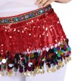 thumbnail image 3 of Bufanda de cadera para danza del vientre Sunnimix Con Lentejuelas Moneda rojo, 3 of 8