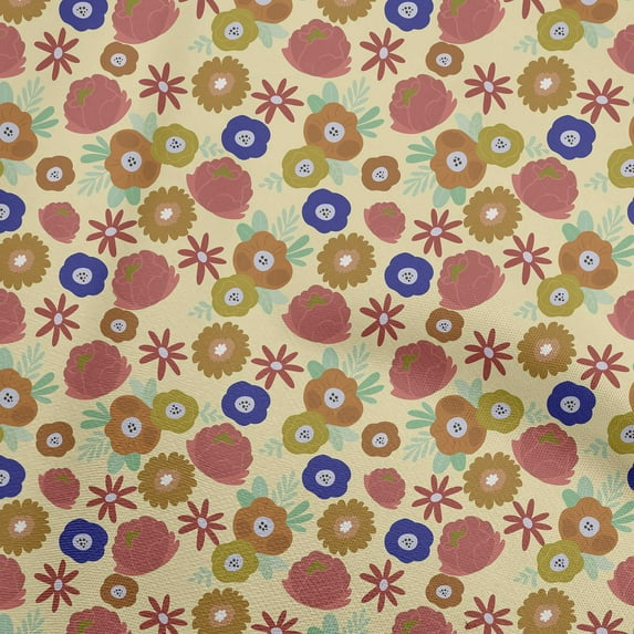 oneOone Silk Tabby Beige Fabric Abstract Retro Floral Quilting Supplies Print Sewing Fabric By The Yard 42 Inch Wide