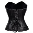 thumbnail image 3 of Corsé gótico Corsés y bustiers de cuero sexy Steampunk Corselet Tallas grandes 6xl Overbust Cremallera Entrenador de cintura Body Shaper Fajas / 6XL / chaleco negro 7258 kaili Sencillez, 3 of 4