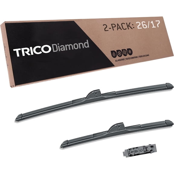 Diamond 26"   17" Super Premium Automotive Replacement Windshield Wiper Blades (Set of 2), Passenger and Driver Side All-Weather Beam Wiper Blades for Select Vehicle Models (Item #25-2617)