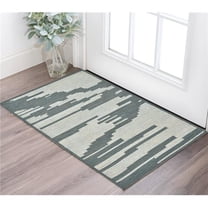 HomeRoots 570375 2 x 3 ft. Blue & Ivory Wool Abstract Hand Hooked Rectangle Area Rug