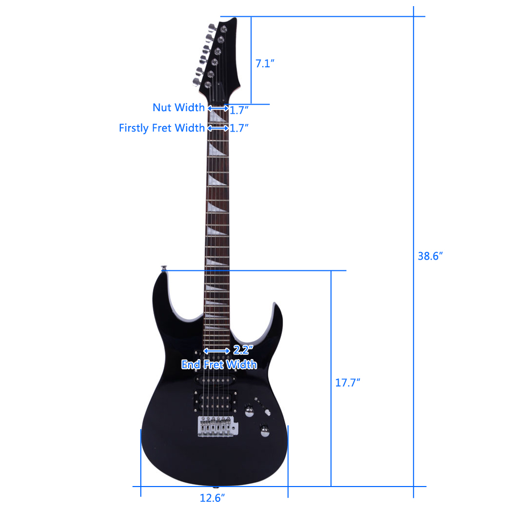 Hassch Electric Guitar Hsh Pickup Bag Strap Paddle Rocker Cable Wrench Tool Black