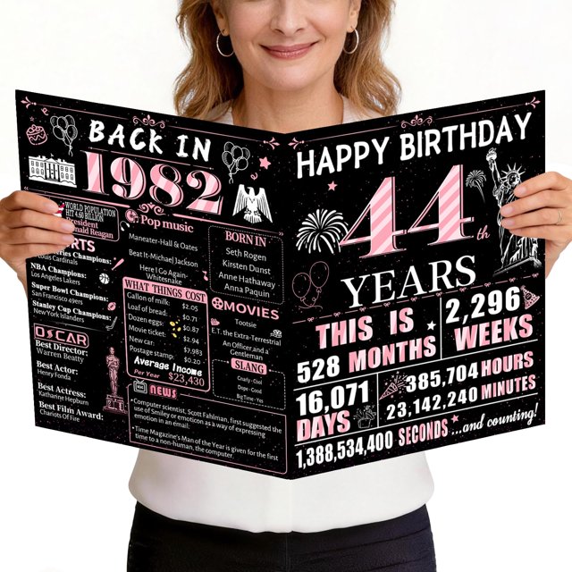 Tarjeta de cumpleaños VivaGem jumbo retro 44.º aniversario 1982