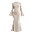 thumbnail image 2 of Taqqpue Long Sleeve Knit Maternity Dress Under $20 Pregnant Clothes for Women Long Ruffle Sleeve Ruched Bodycon Dress Pregnancy Clothes, 2 of 10