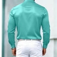 thumbnail image 6 of YOIAVAIOY Men's Collar Button Up Shirts with Pockets Slim Fit Satin Lightweight Tops Fall Casual Outfits Solid Color Spring Everyday Light Blue XXXL, 6 of 6