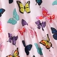 thumbnail image 3 of GYRATEDREAM Toddler Girls Dress Kids Square Neck Flutter Sleeves Casual Dress Butterfly Print Sundress for Kids, 3 of 8