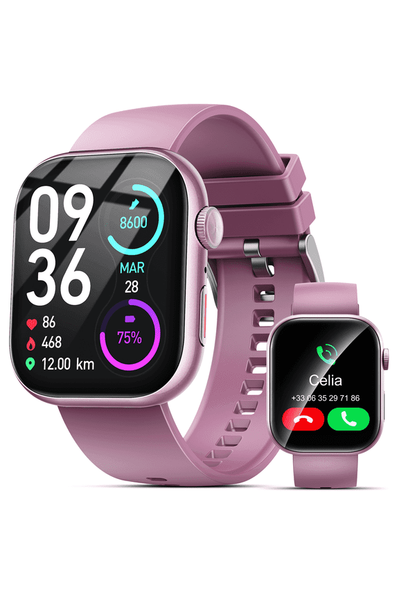 Smart Watch for Men Women, 2.01" HD Touchsreen, Bluetooth Calling, IP68 Water-Resistance, 180+ Sports Modes, Health, Fitness & Sleep Tracker, Timer, Fitness Watch for Android/iOS, Pink