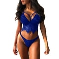 thumbnail image 2 of Women's Erotic Lingerie Two-piece Floral Lace Cut-out Bra Solid Color Underwear, 2 of 2