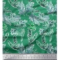 thumbnail image 1 of Soimoi Moss Georgette Fabric Leaves Watercolor Print Fabric by Yard 42 Inch Wide, 1 of 3