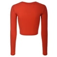 thumbnail image 4 of Made by Olivia Women's Solid Long Sleeve Round Neck Crop T Shirt Top, 4 of 4