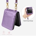 thumbnail image 5 of Crossbody Wallet Case for Samsung Galaxy Z Flip 5 Case with 2-Card Credit Card Holder Slot Shockproof Cover Slim Fit PU Leather Protective Phone Case for Women Men-Purple, 5 of 12